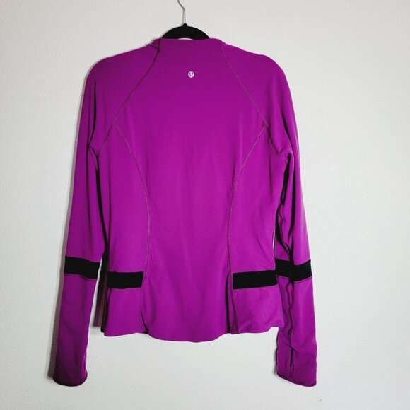 Lululemon Purple Black Reversible Jacket Size 12 Long‎ Sleeve Zip Up Tumb Holes - Picture 3 of 7